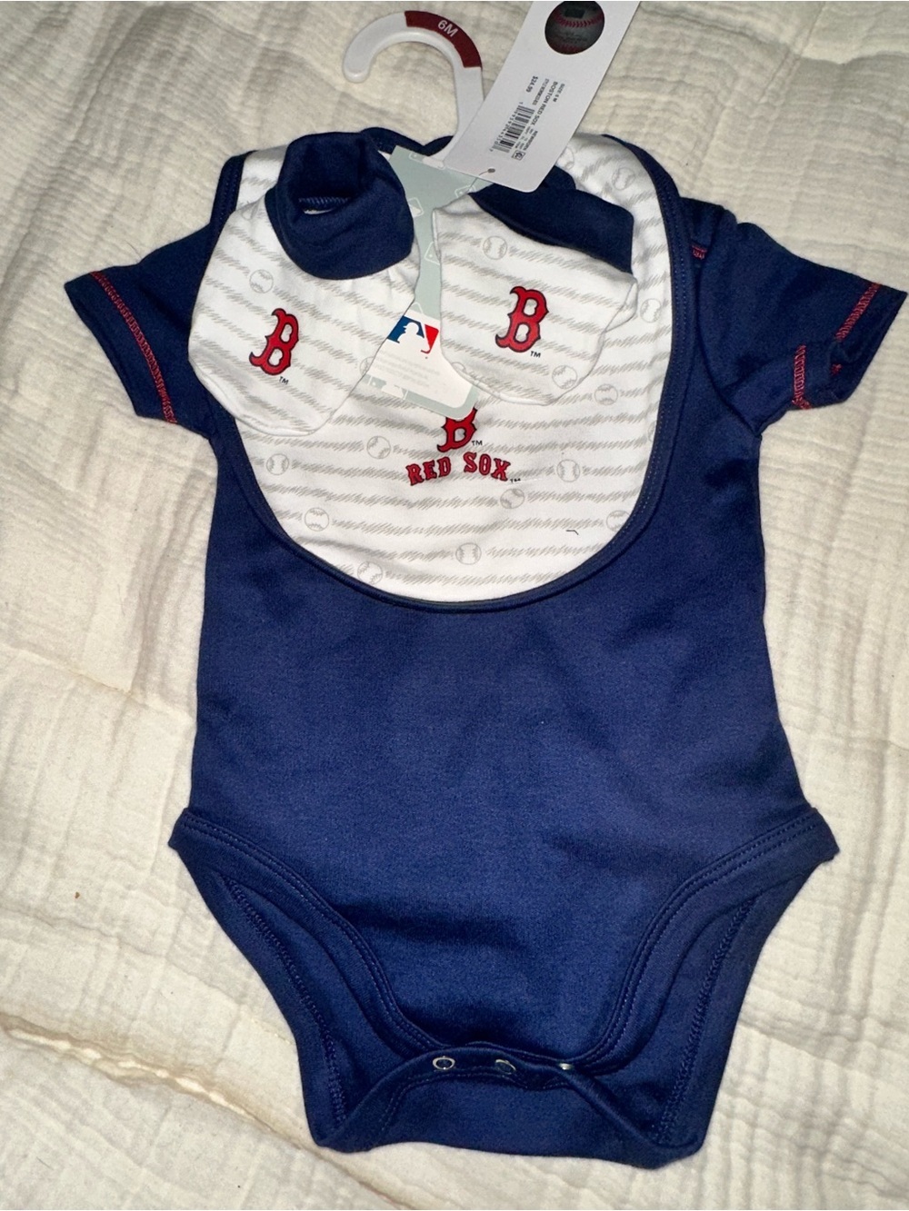 MLB Boston Red Sox Navy Blue Onsie Bib & Booties Set - NWT Avail Newborn/6/9 Mos